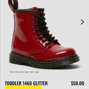 New - Dr. Martens in Bright Red Cosmic Glitter. Toddler size 8.